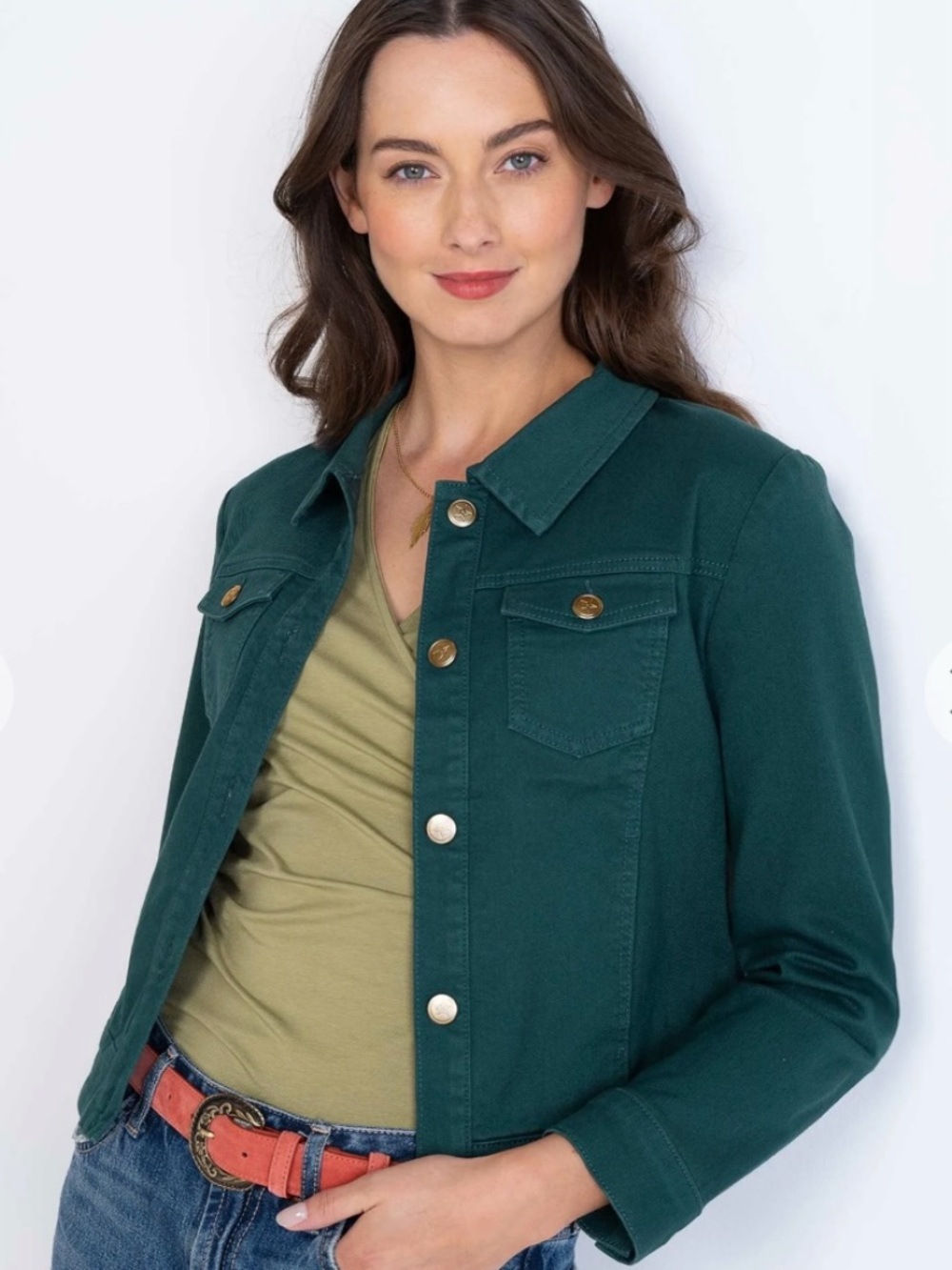 Classic Green Denim Jacket